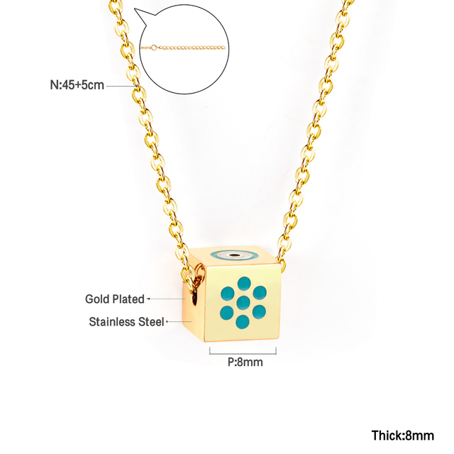 Cubic Pendant Evil Eye Chain Necklace