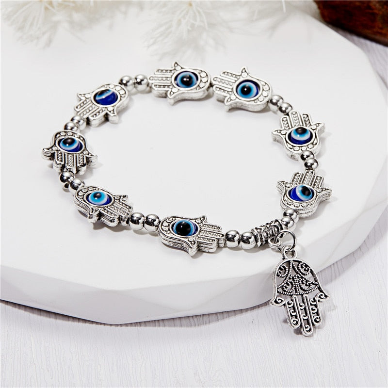 Evil Eye Hamsa Hand Pendant Bracelet