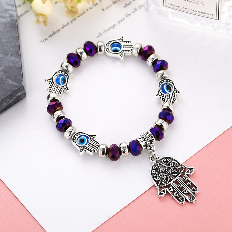 Evil Eye Hamsa Hand Pendant Bracelet