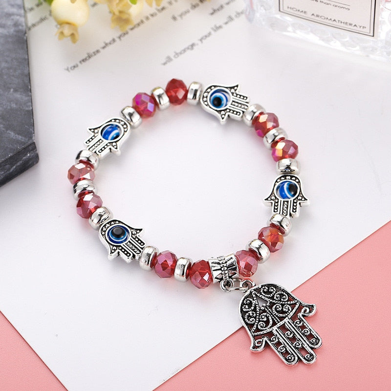 Evil Eye Hamsa Hand Pendant Bracelet