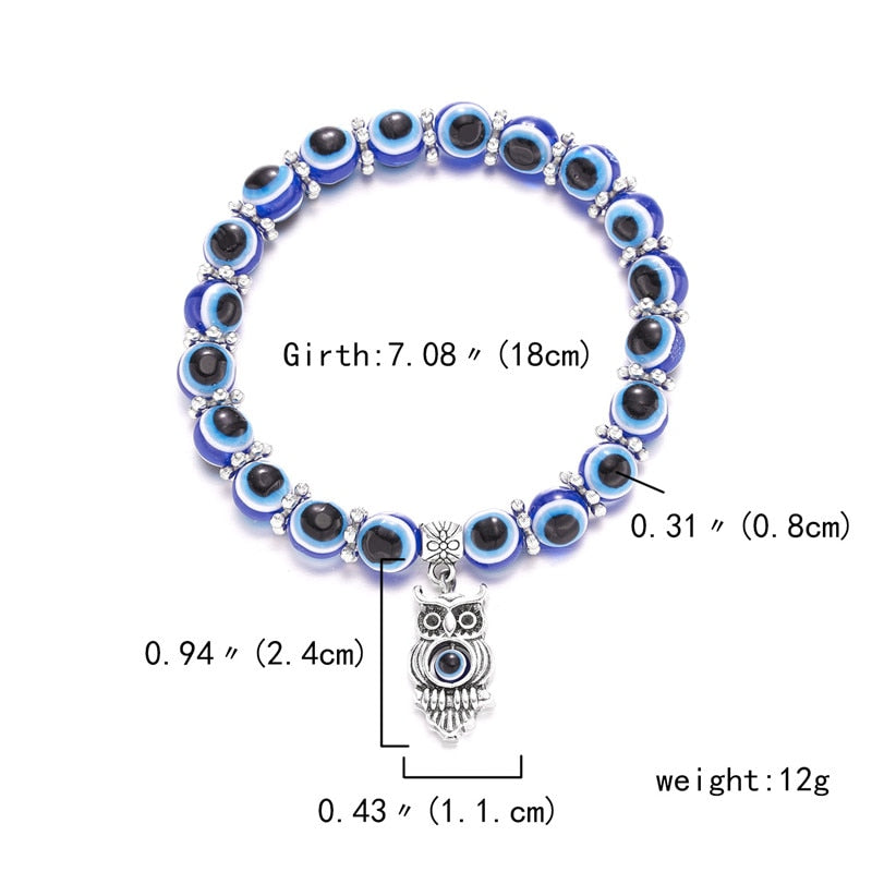 Multicolor Evil Eye Hamsa Hand Pendant Bracelet