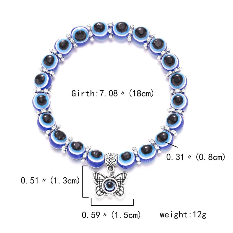 Multicolor Evil Eye Hamsa Hand Pendant Bracelet