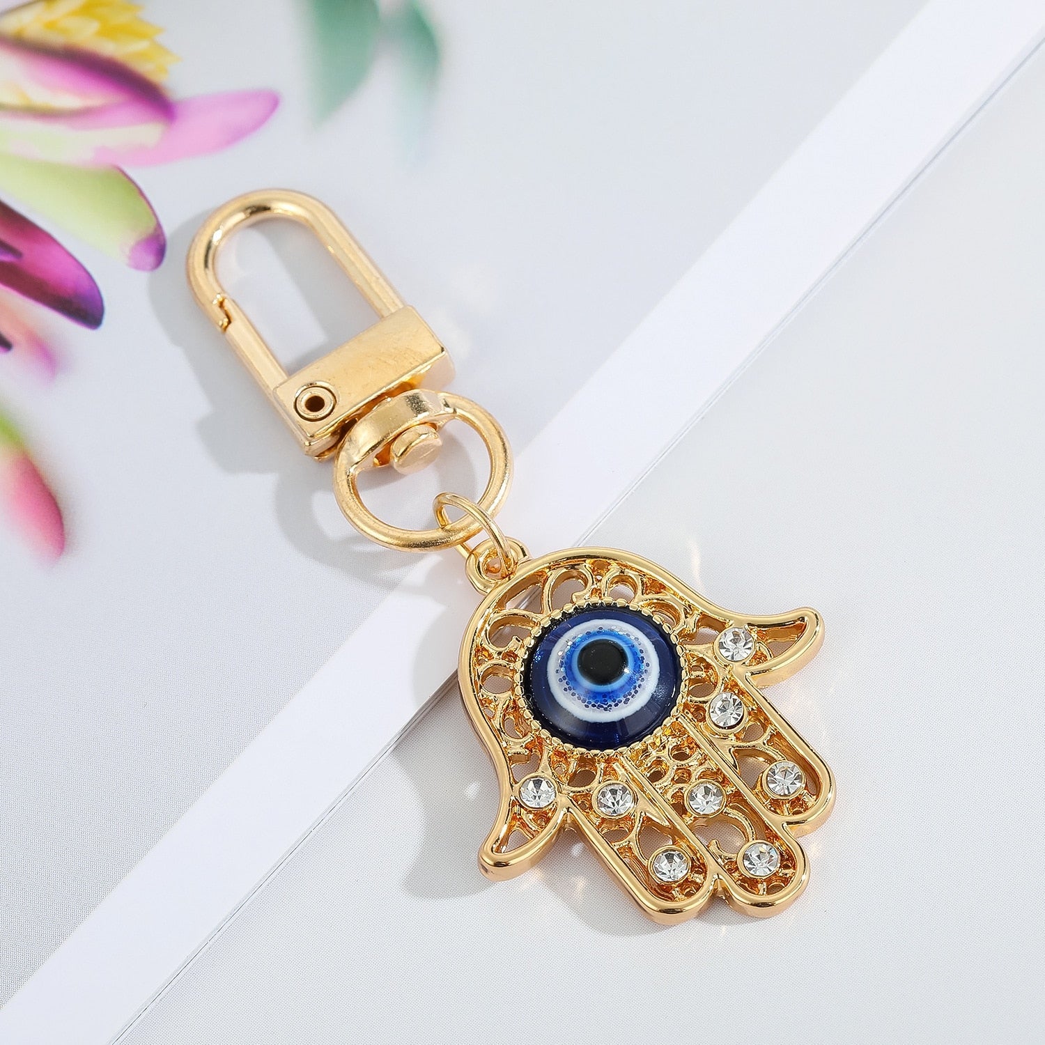 Hamsa Hand Evil Eye Pendant Keychain