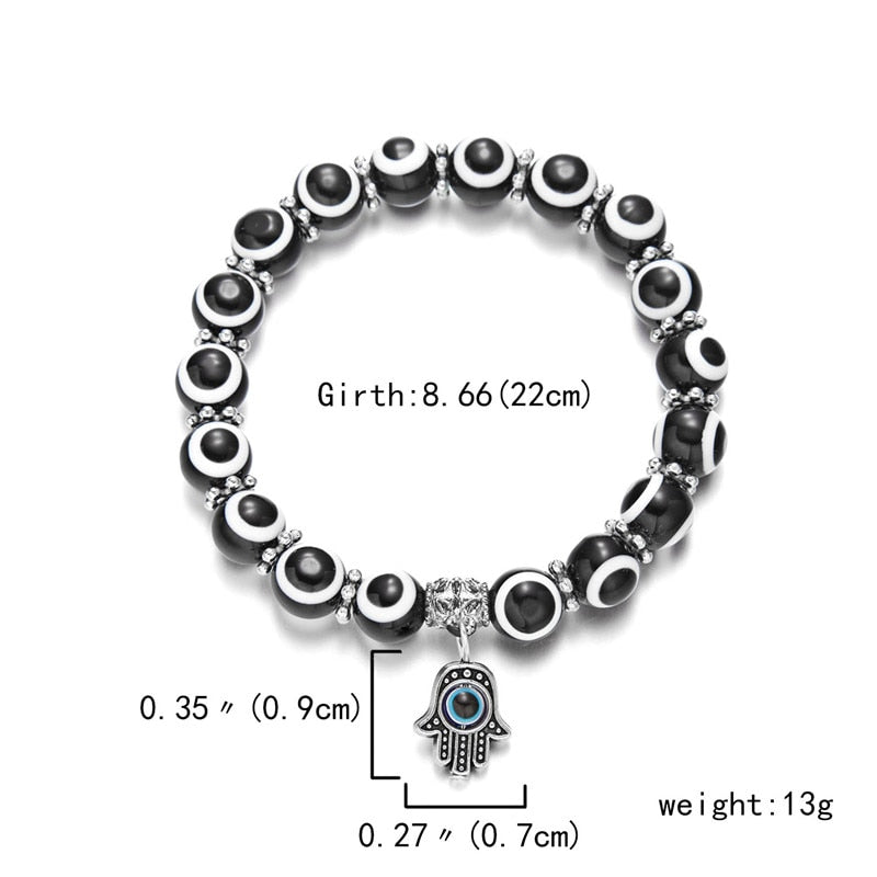 Multicolor Evil Eye Hamsa Hand Pendant Bracelet