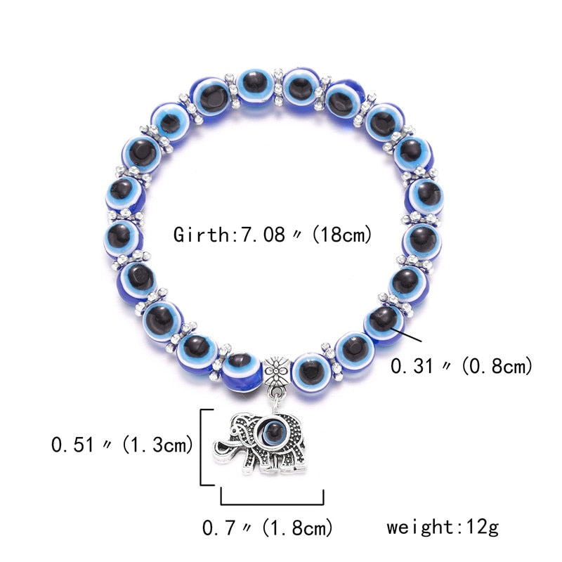 Multicolor Evil Eye Hamsa Hand Pendant Bracelet