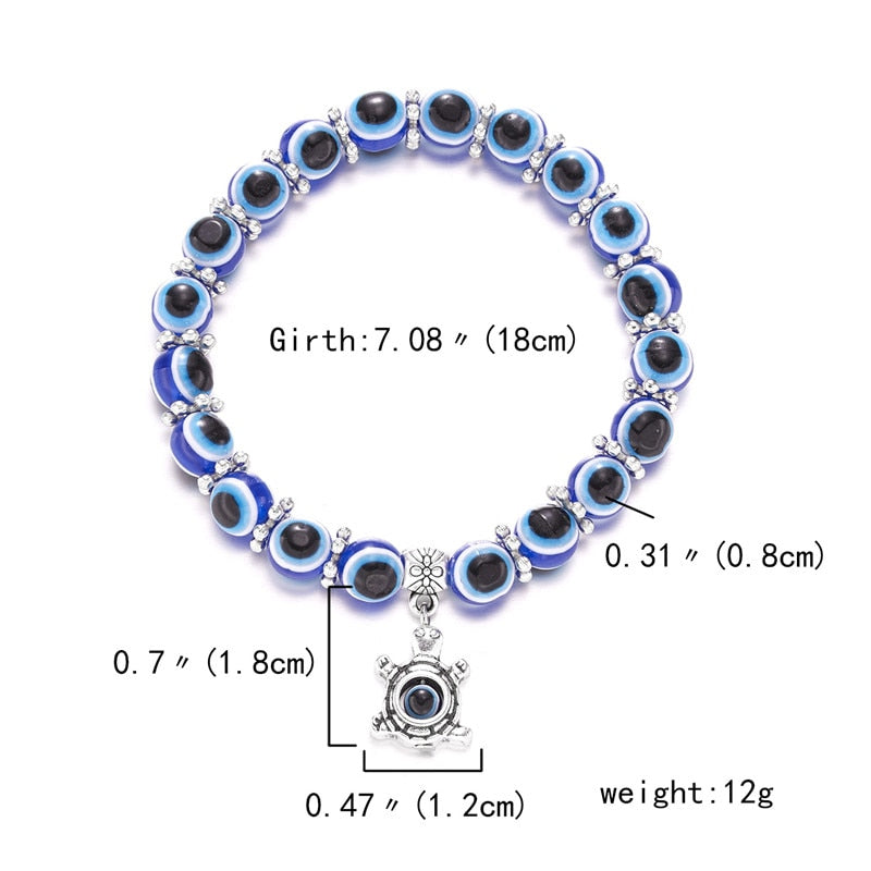 Multicolor Evil Eye Hamsa Hand Pendant Bracelet