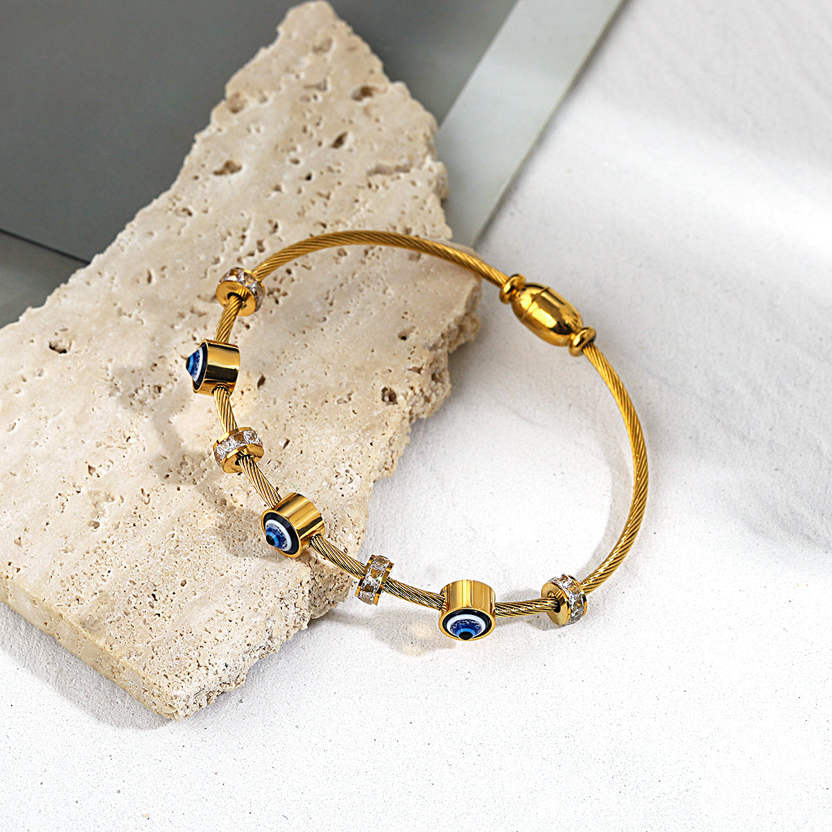 Round Shape Greek Eye Wire Bracelet
