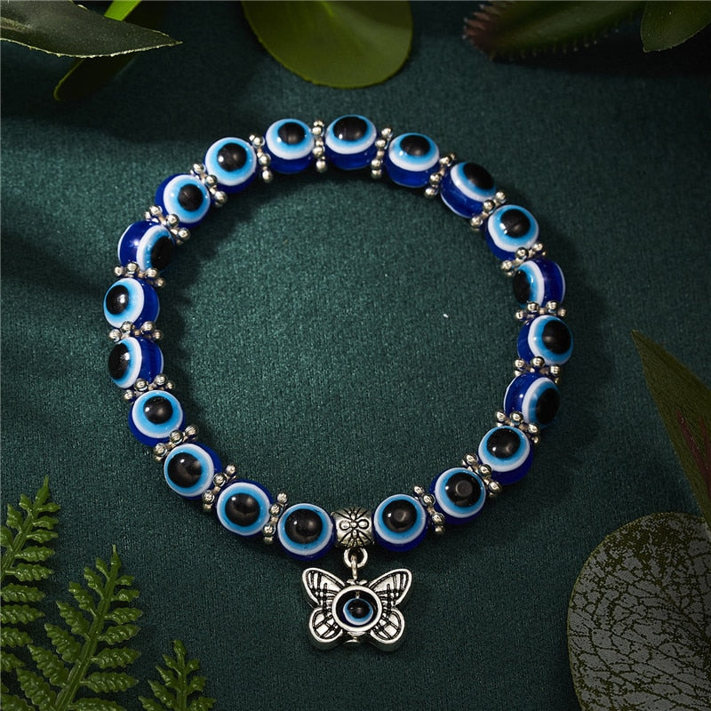 Multicolor Evil Eye Hamsa Hand Pendant Bracelet