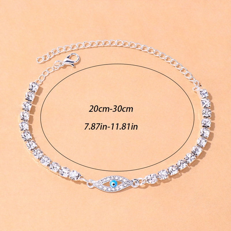 Rhinestone Evil Eye Women Anklet