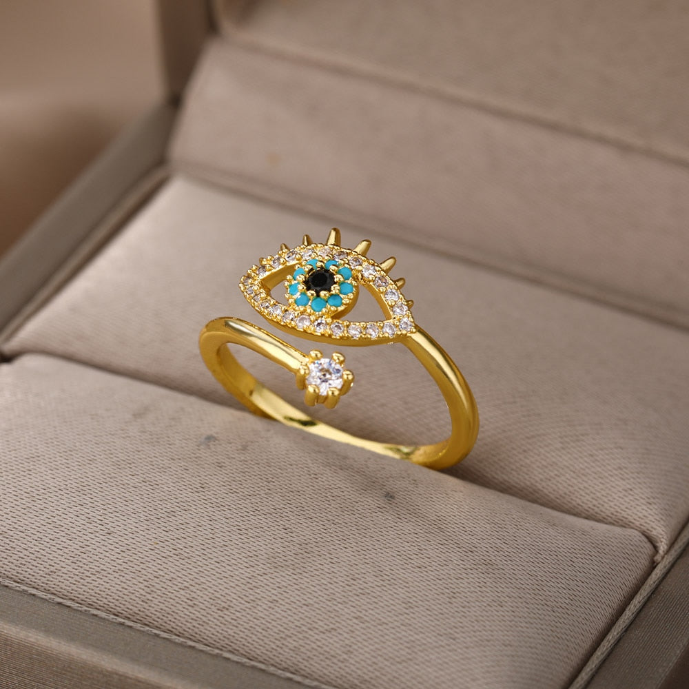 Simple Solid Evil Eye Adjustable Ring