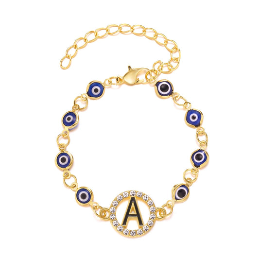 Evil Eye Letters Alphabetic Bracelet