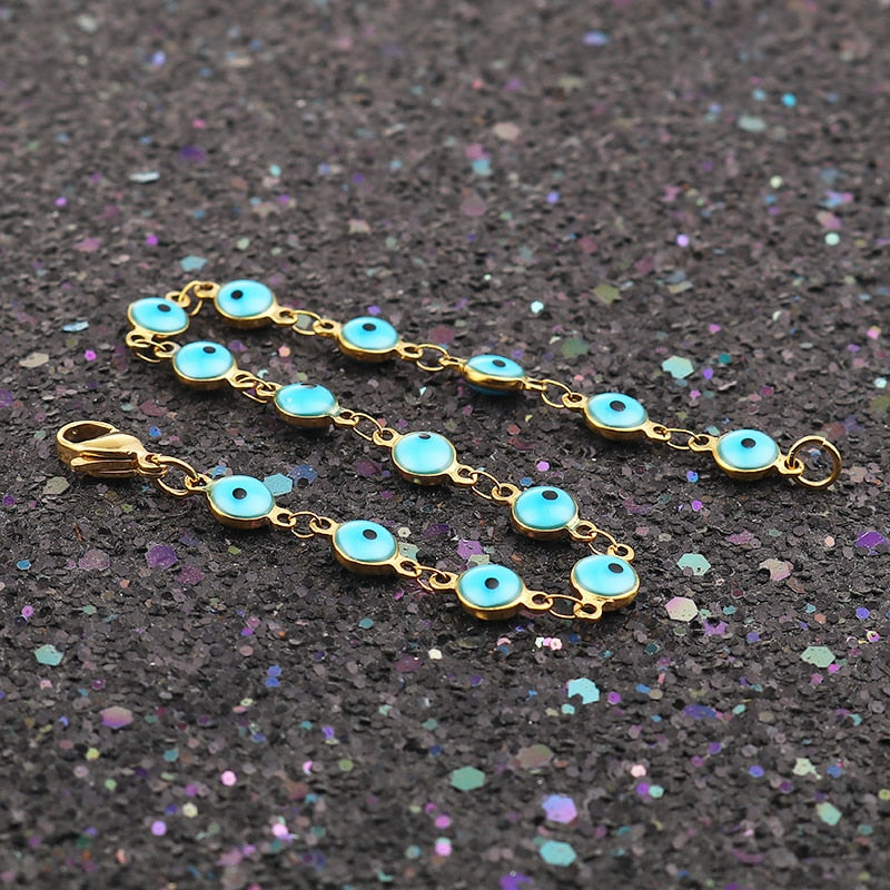 Multicolor Evil Eye Stainless Steel Bracelets