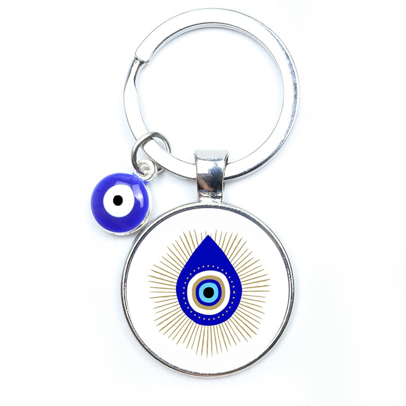 Blue Evil Eye Metal Keychain
