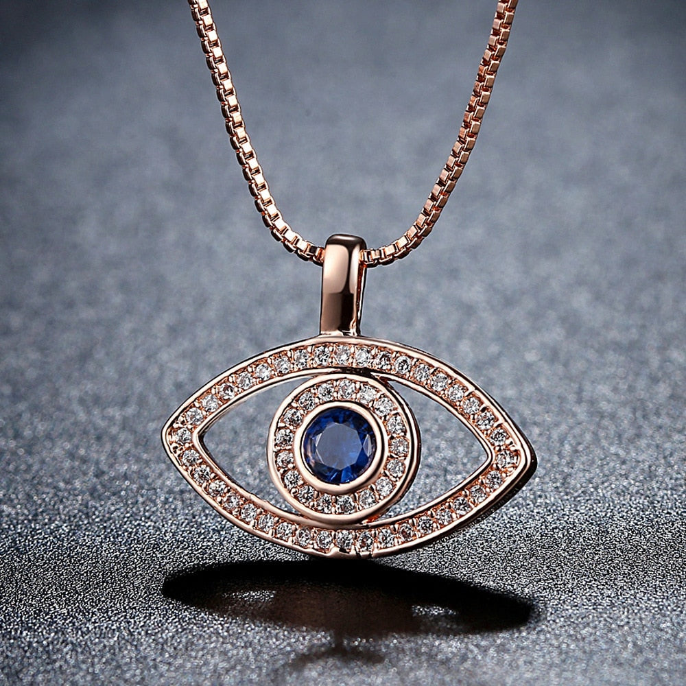 rhinestone evil eye necklace