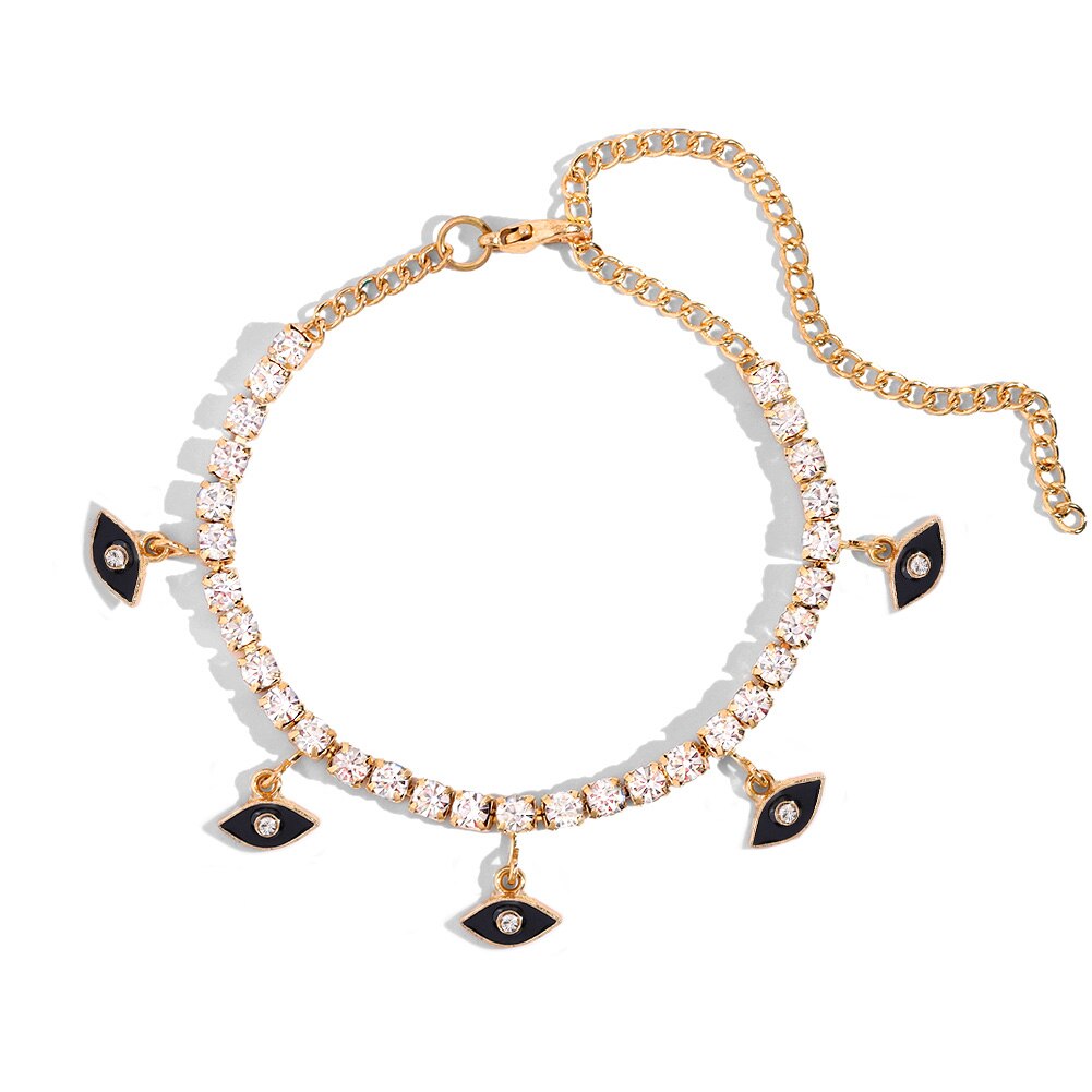 Blue Evil Eye Pendant Tennis Chain Anklet