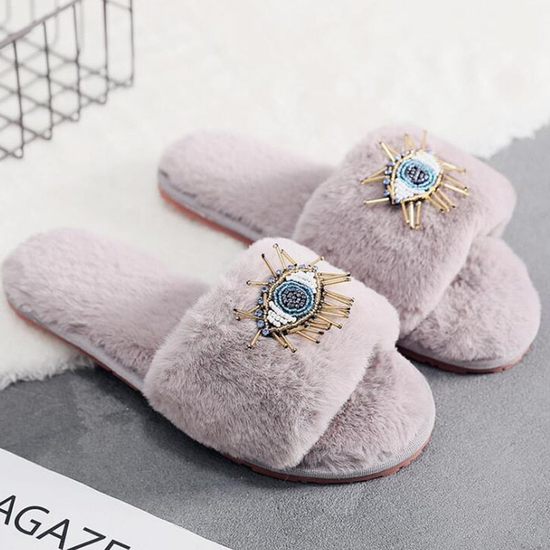 Black Evil Eye Rhinestone Soft Shoes