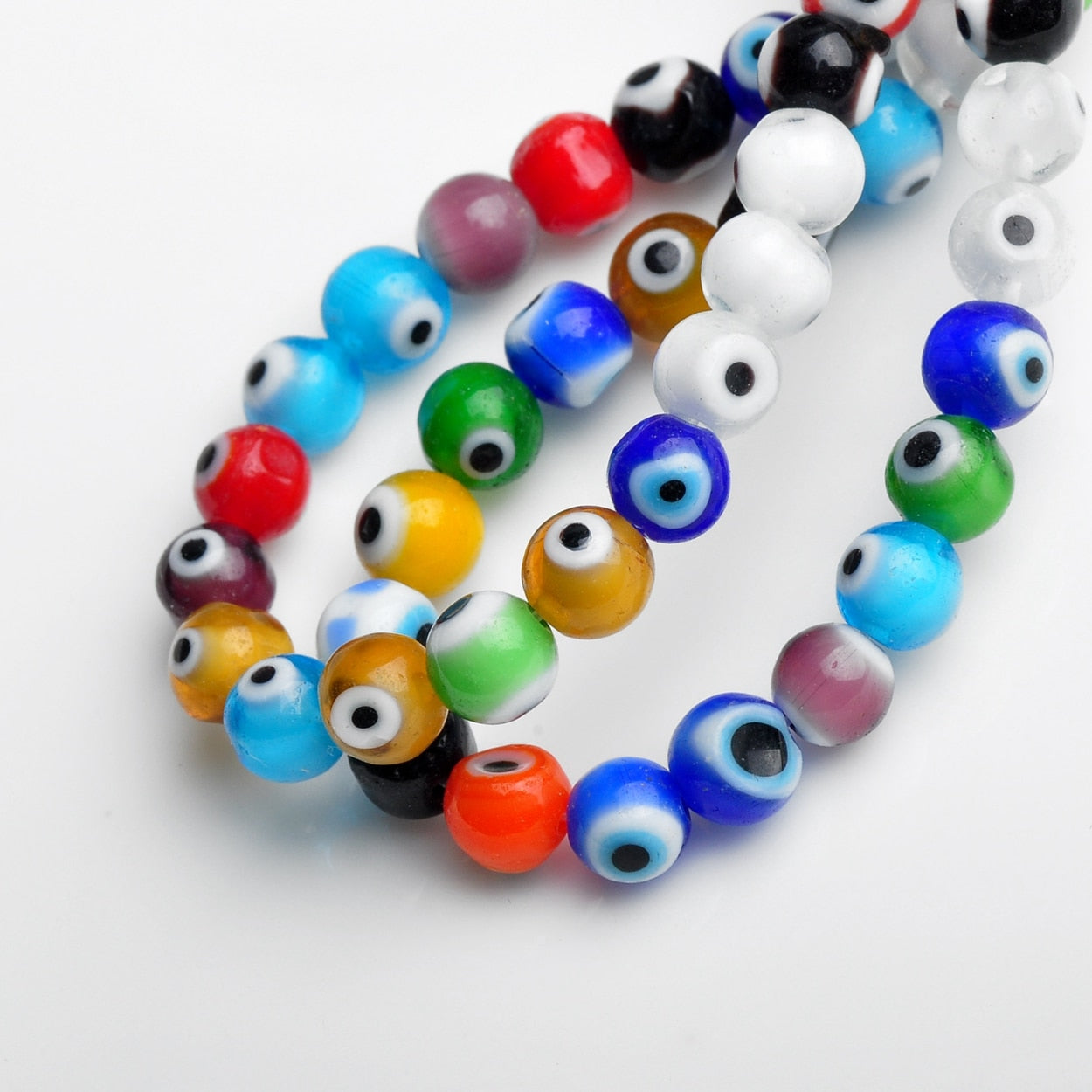 Evil Eye Rounded Pattern Beads