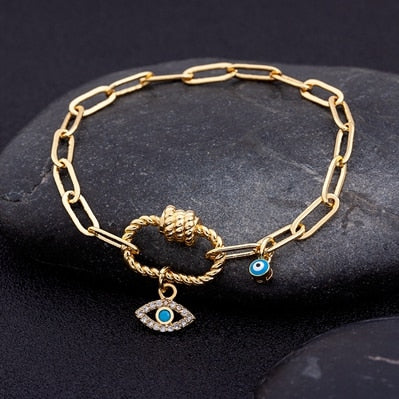 Zircon Evil Eye Pendant Bracelet