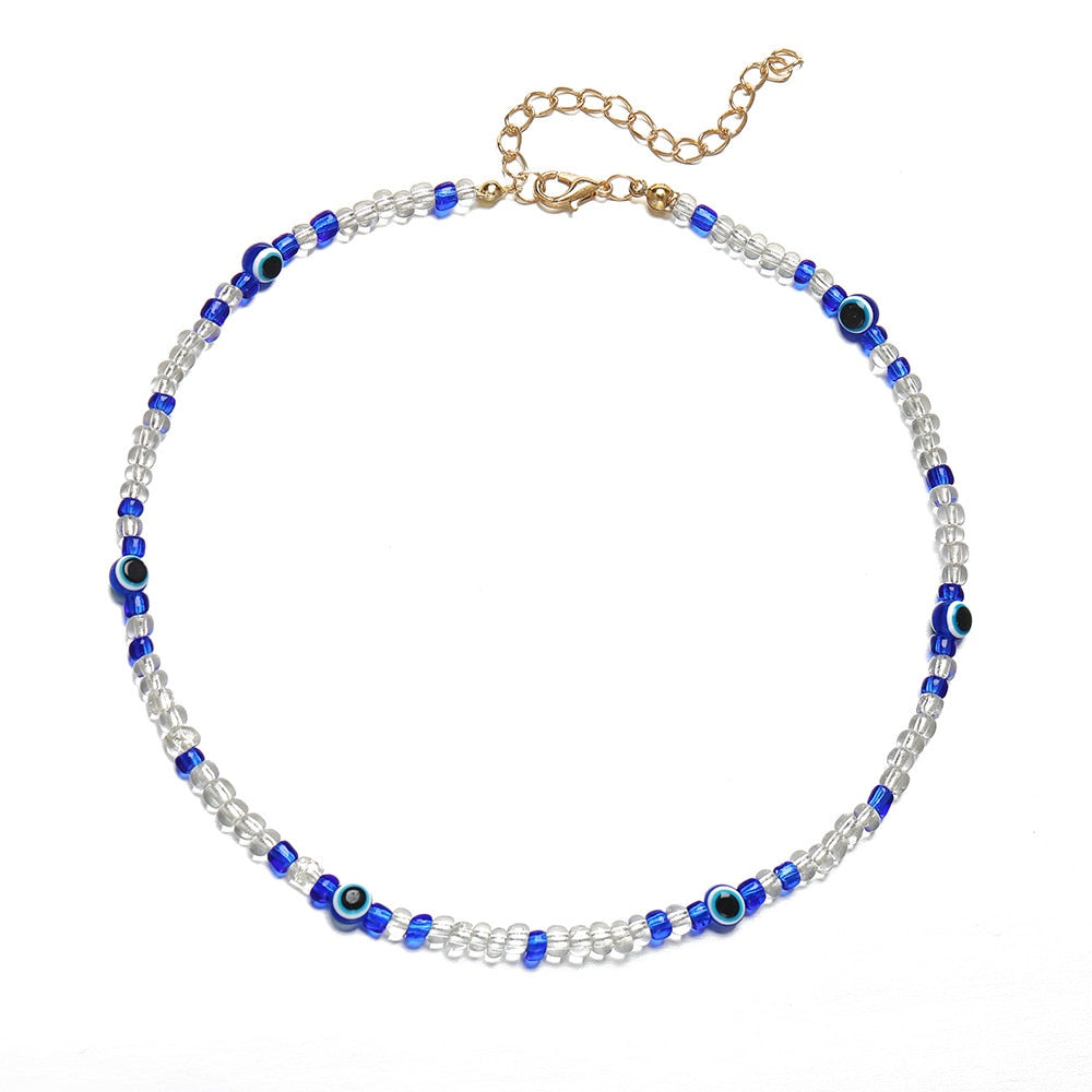 Evil Eye Beads Choker Necklace