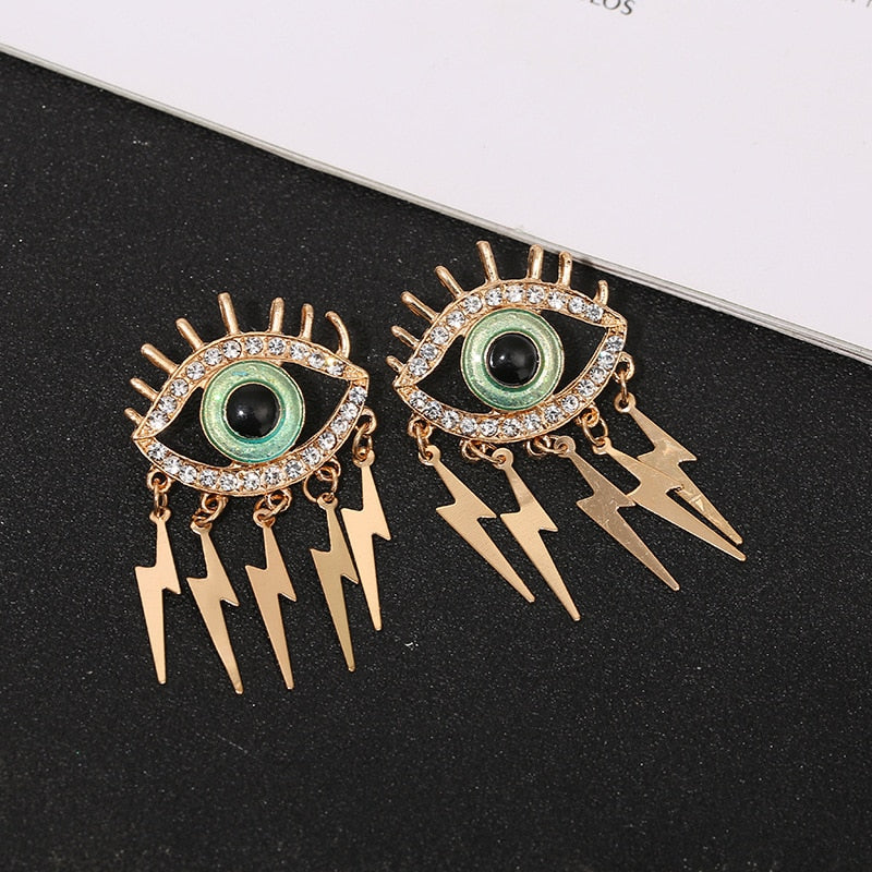 Rhinestone Evil Eye Drop Earrings