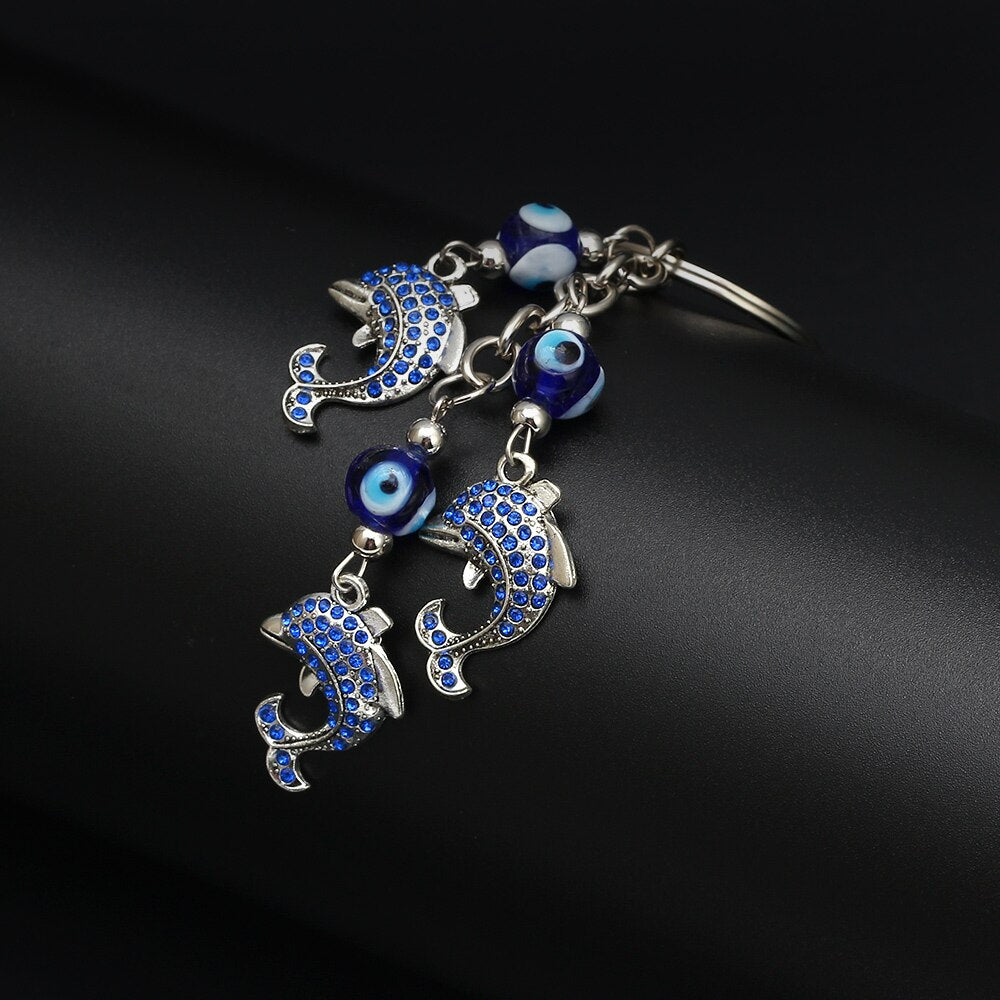 Evil Eye Dolphin keychain
