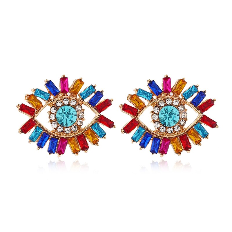Rhinestone Evil Eye Drop Earrings