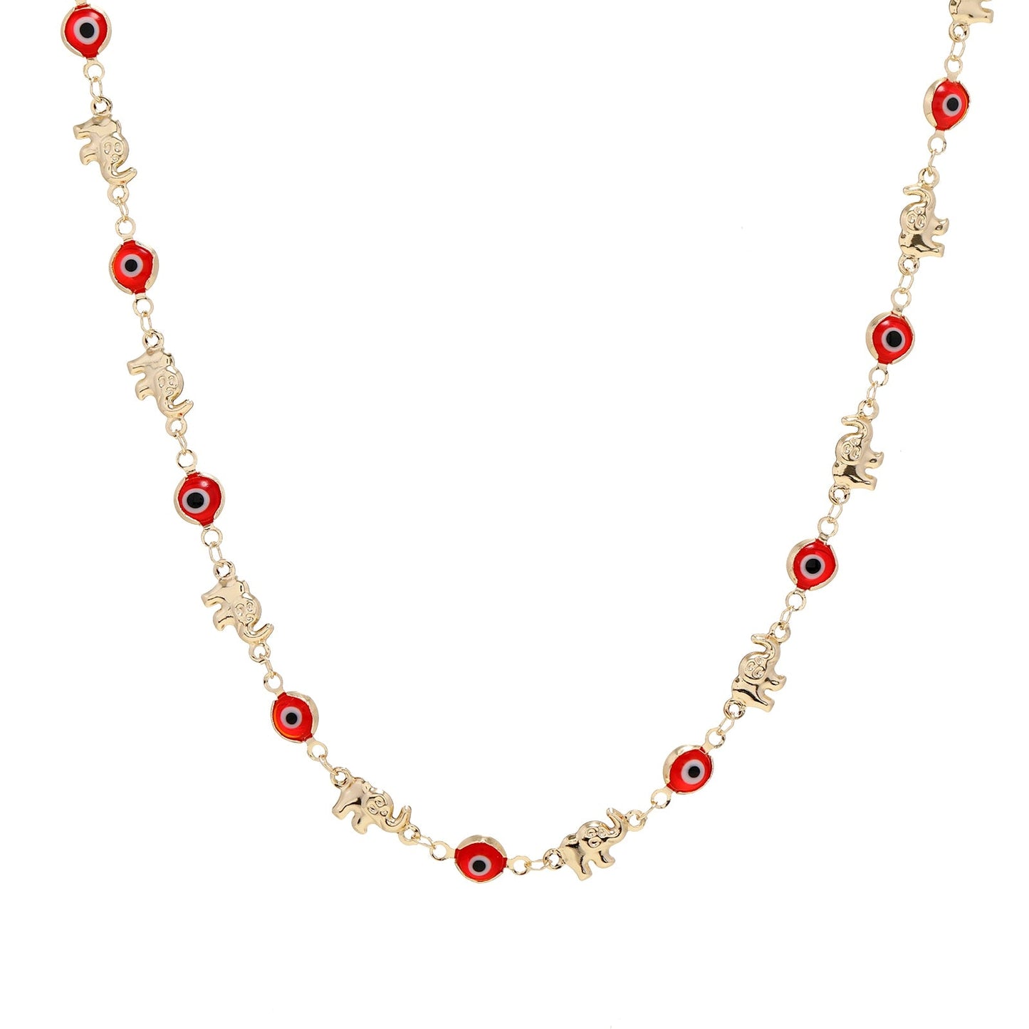 Evil Eye 14K Gold Plated Linked Necklace