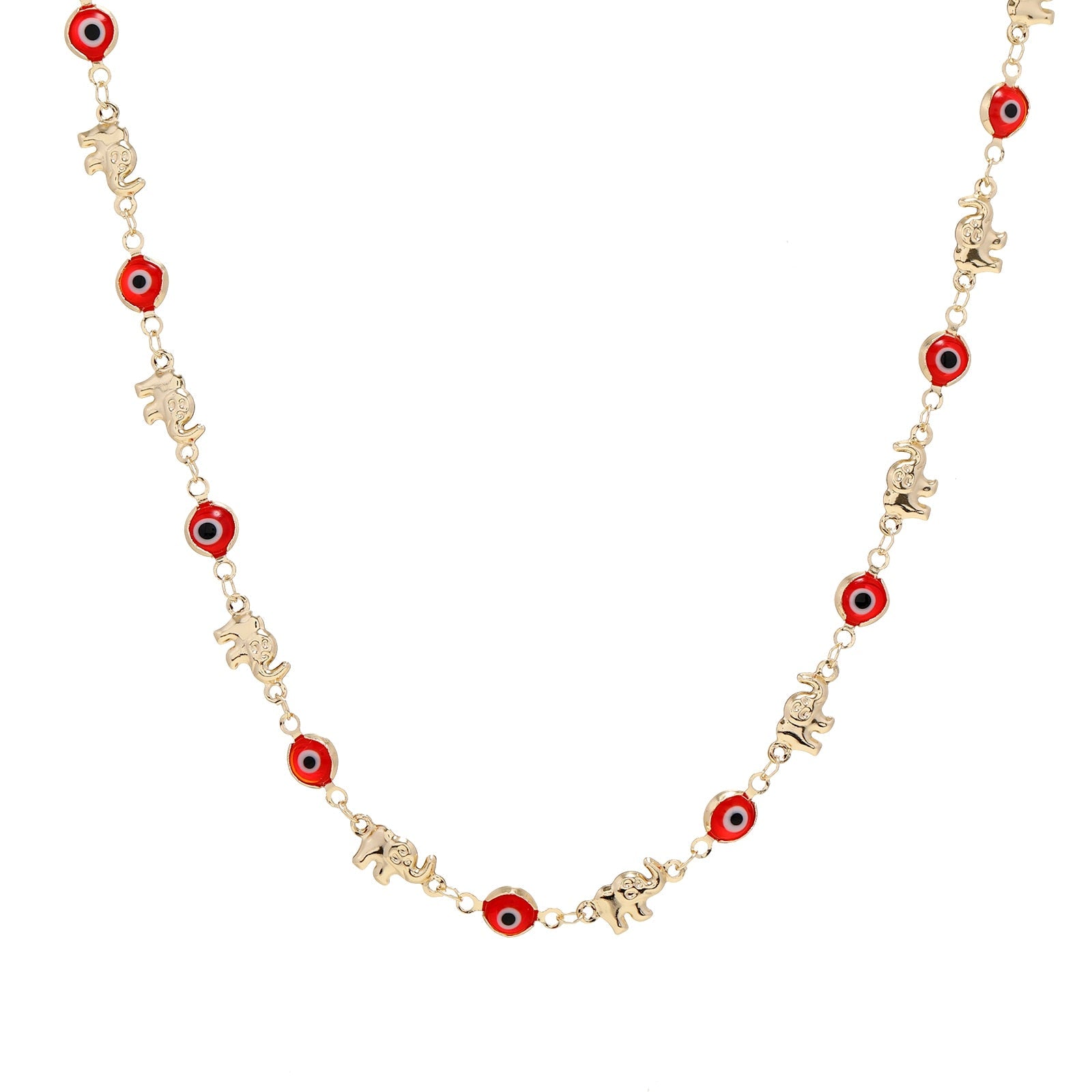 Evil Eye 14K Gold Plated Linked Necklace
