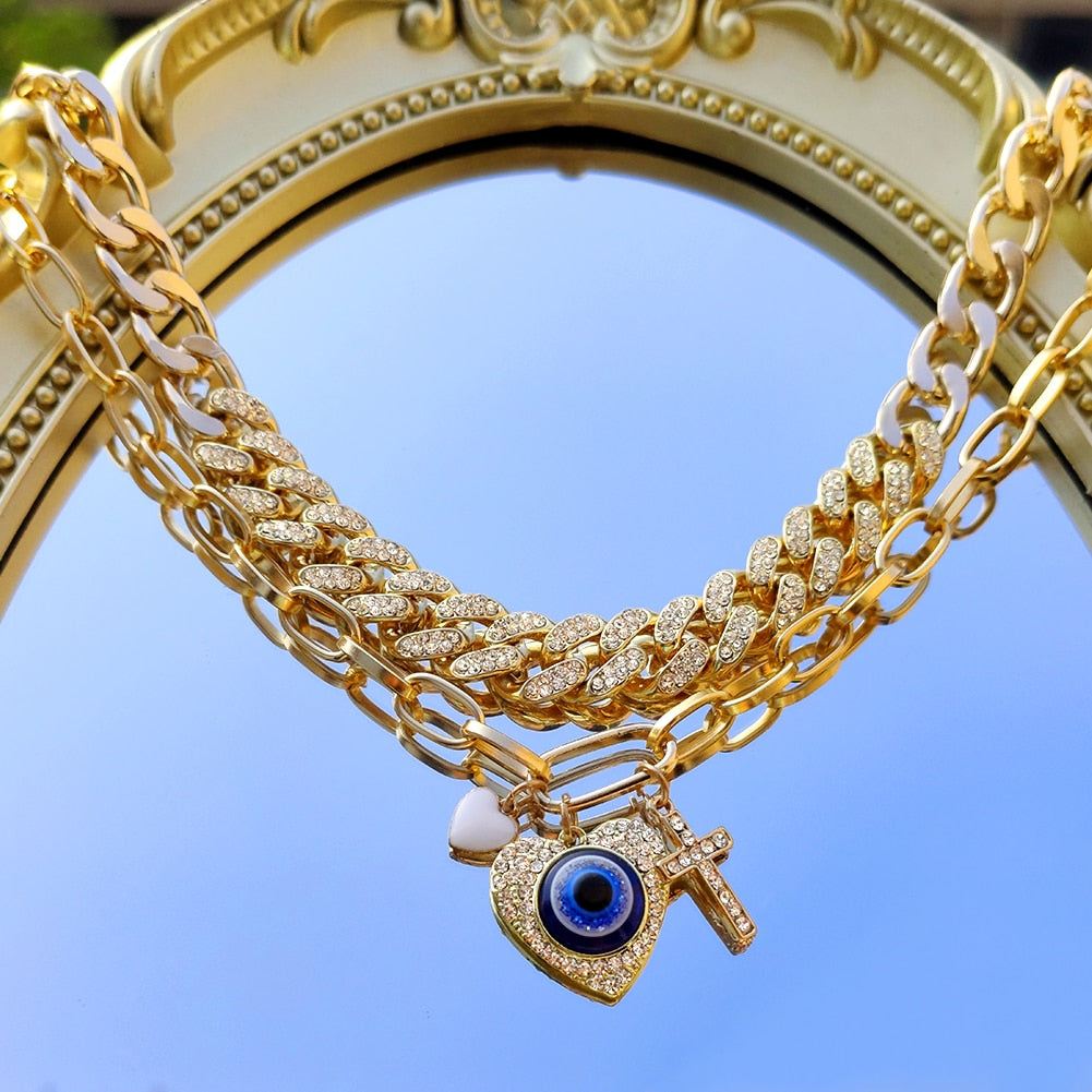 heart shape evil eye necklace