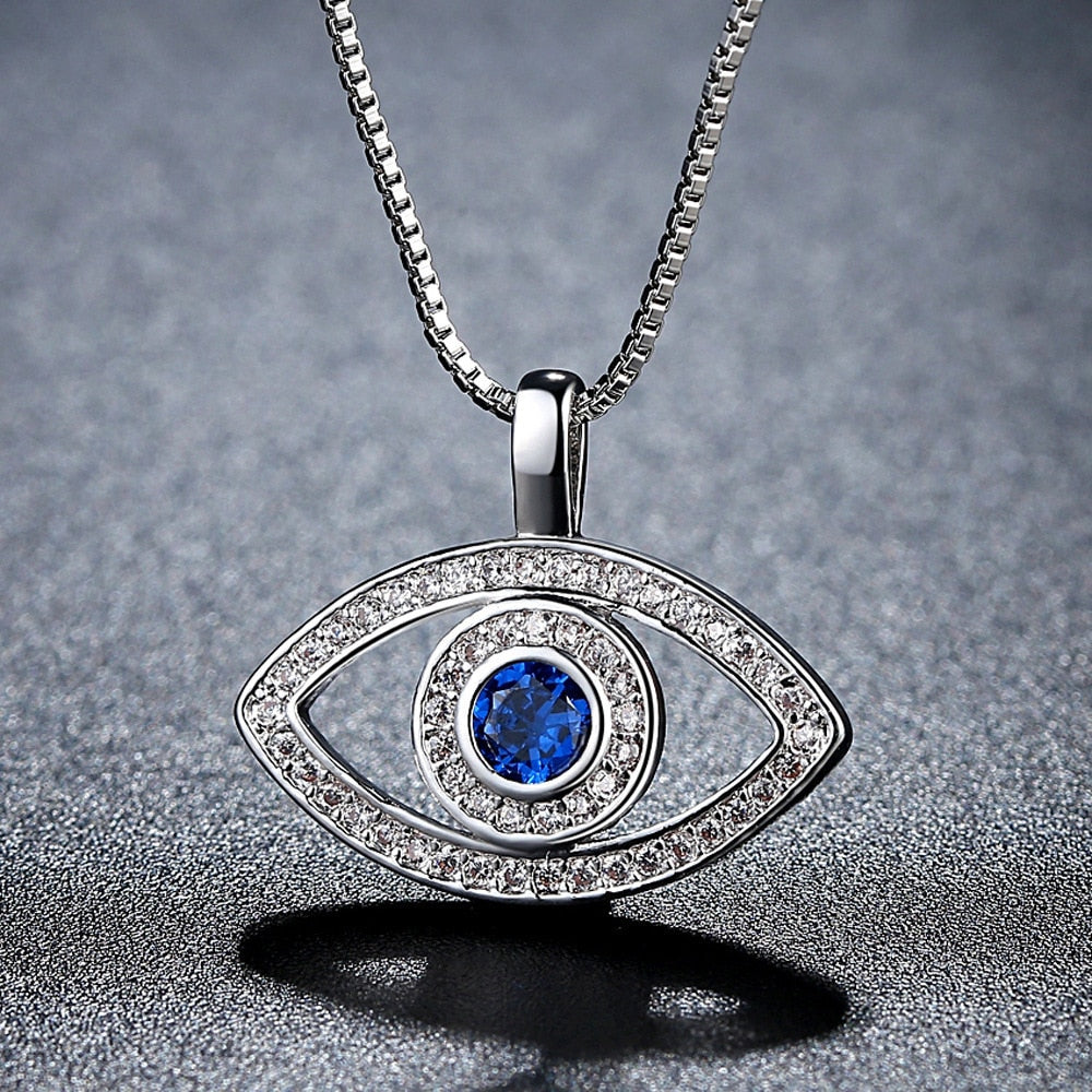 rhinestone evil eye necklace