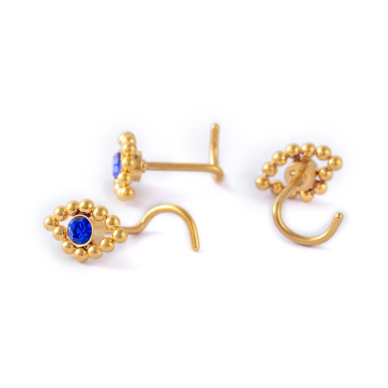 Evil Eye Blue Rhinestones Nose cuff