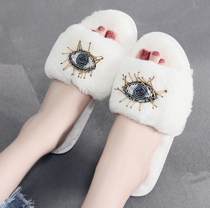 White Evil Eye Rhinestone Soft Shoes