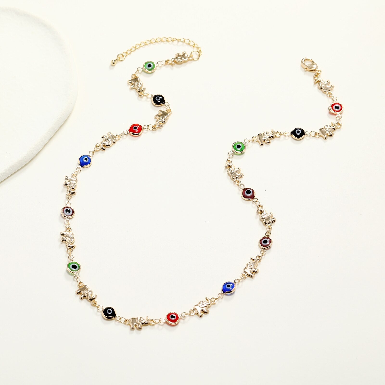 Evil Eye 14K Gold Plated Linked Necklace