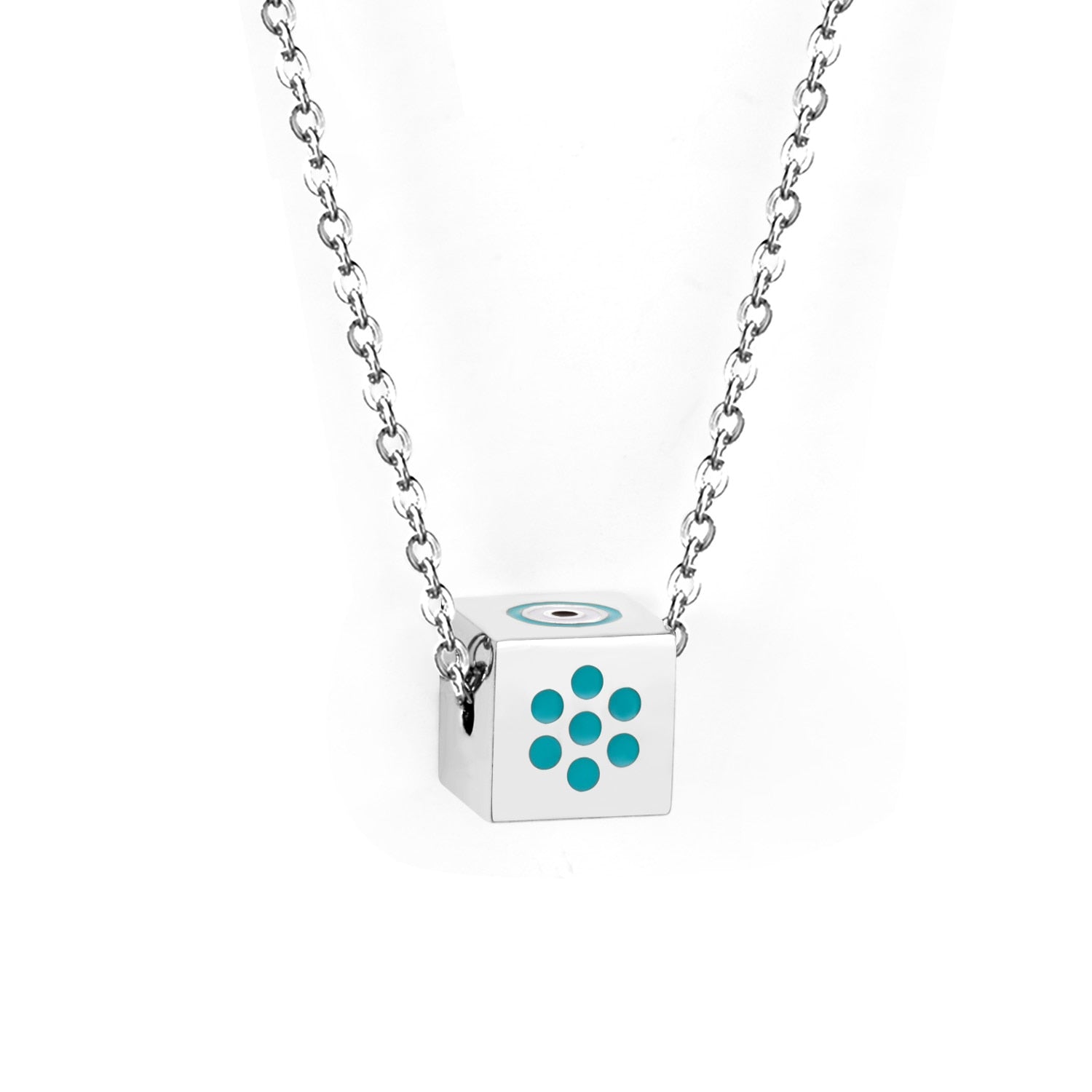 cubic evil eye pendant necklace