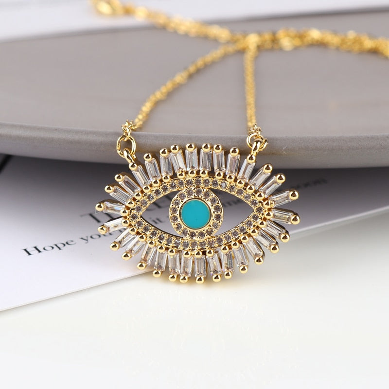 evil eye golden necklace