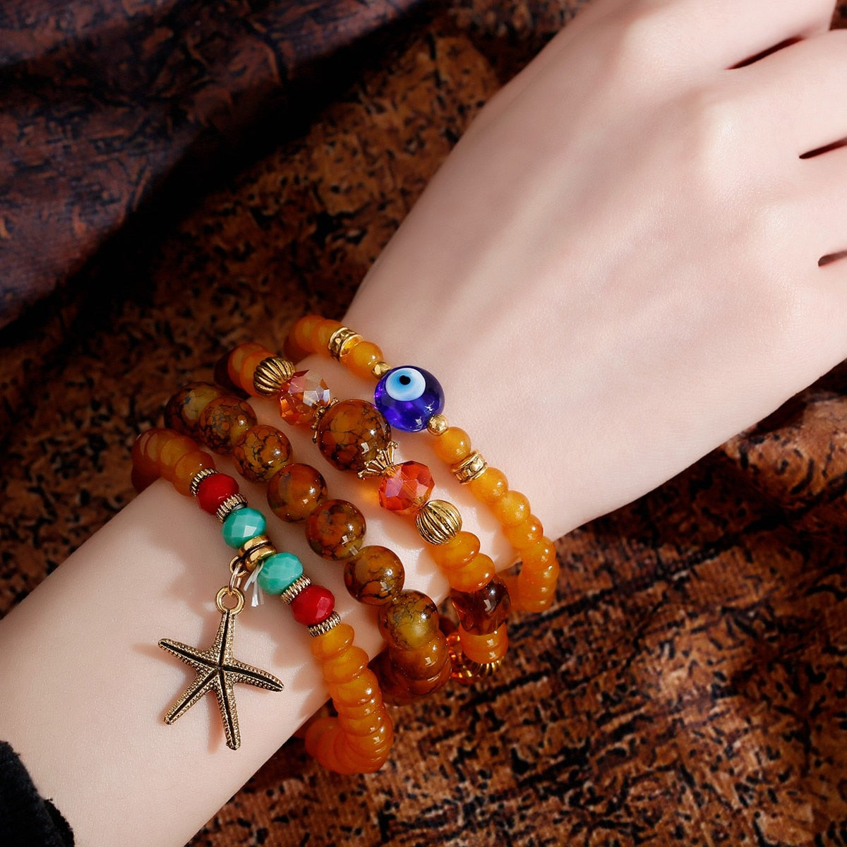 Evil Eye Crystal Stone Beads Bracelet