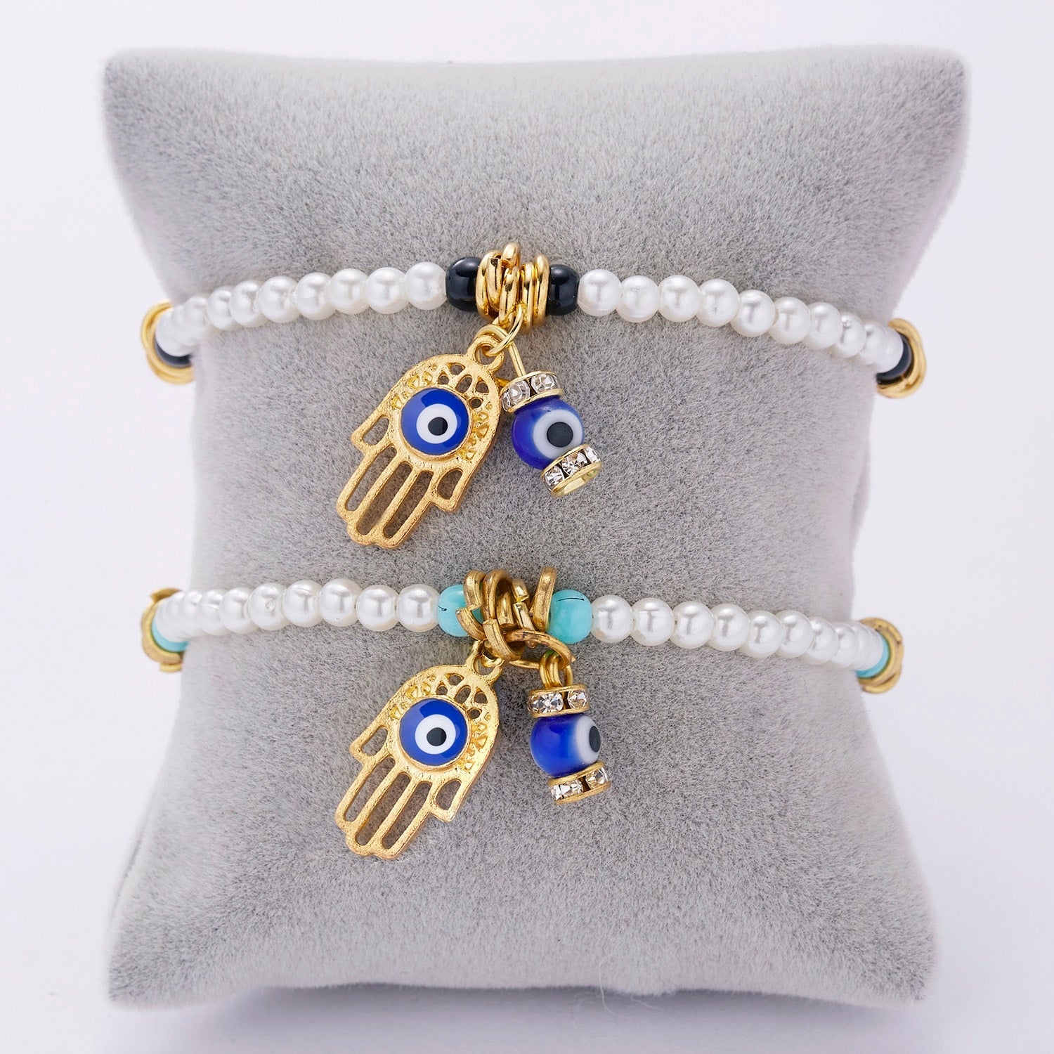 Golden Hamsa Hand Evil Eye Bracelet