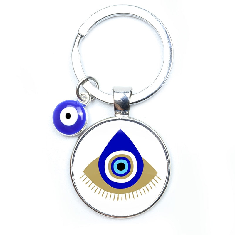 Blue Evil Eye Metal Keychain