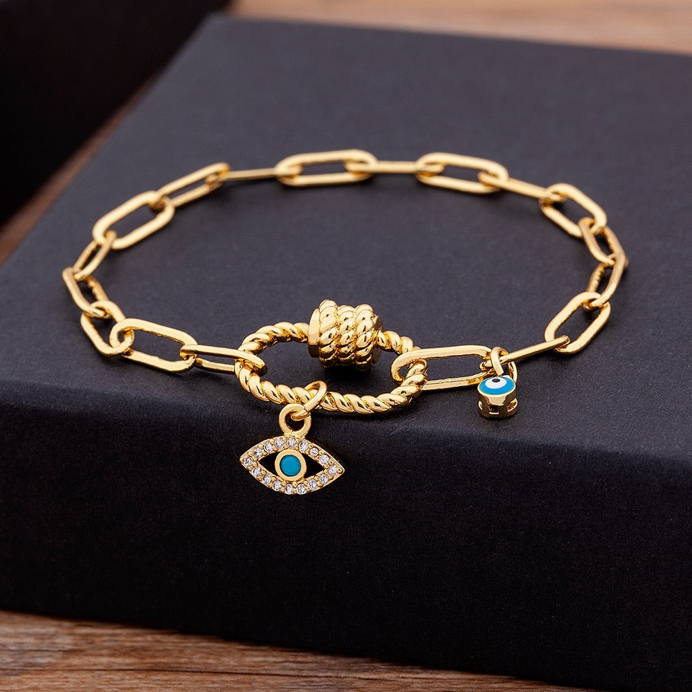 Zircon Evil Eye Pendant Bracelet
