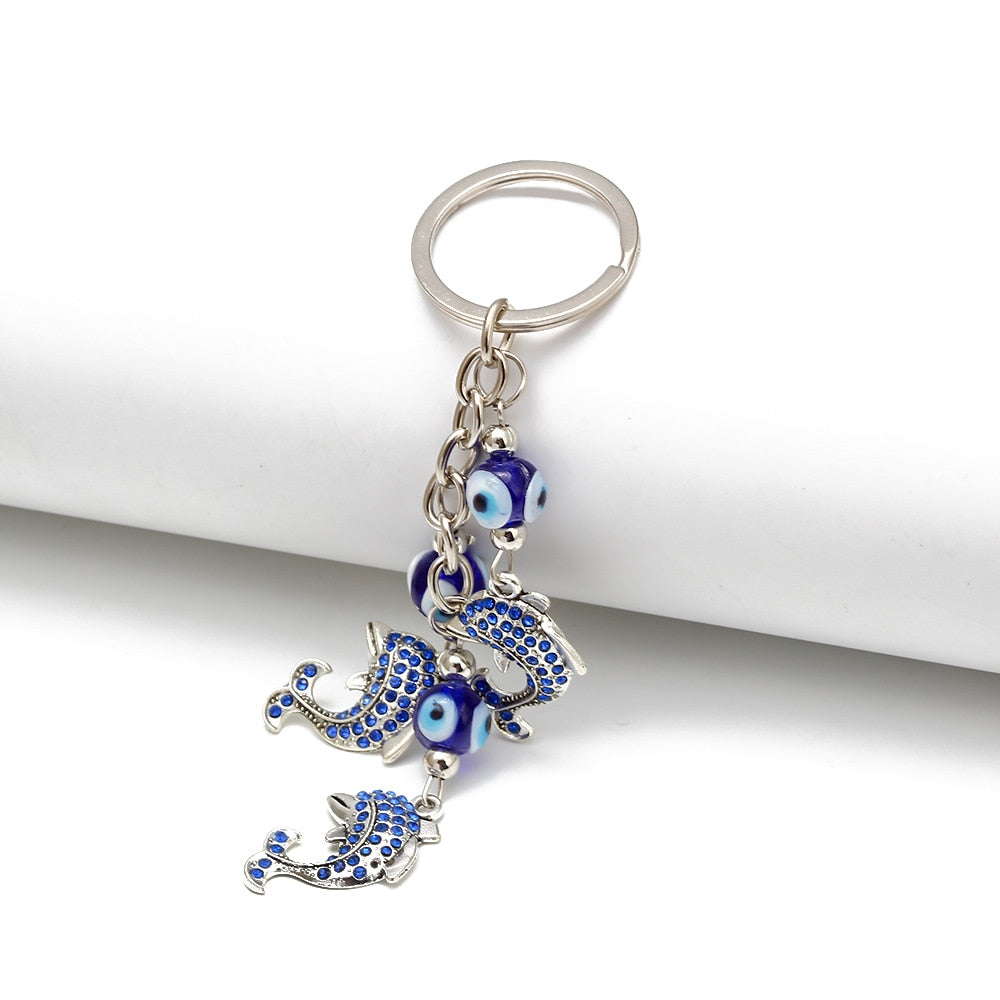 Evil Eye Dolphin keychain