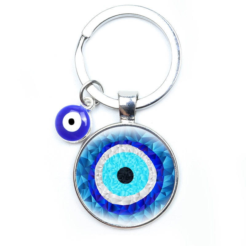 Blue Evil Eye Metal Keychain