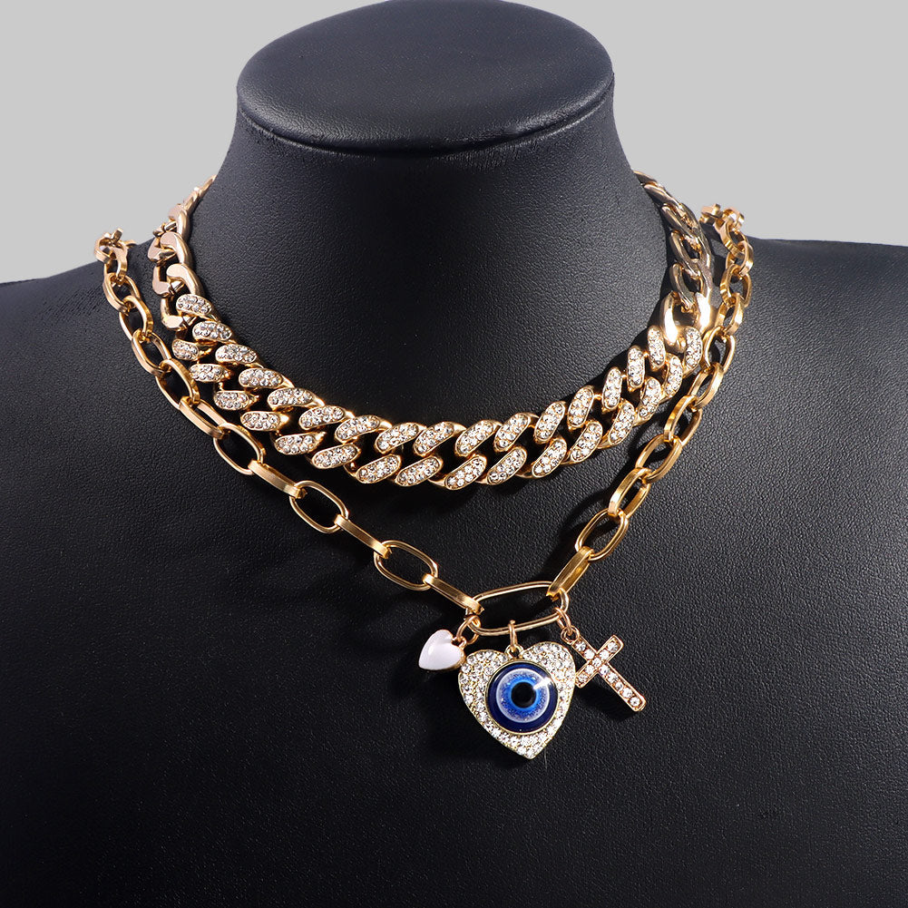heart shape evil eye necklace