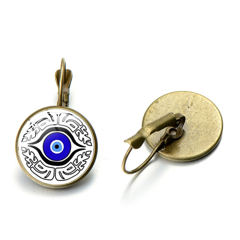 Blue Evil Eye Hoop Earrings For Women