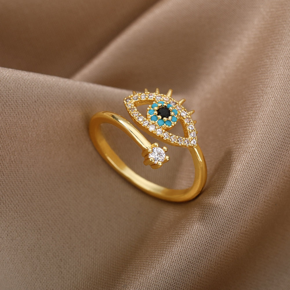 Simple Solid Evil Eye Adjustable Rings