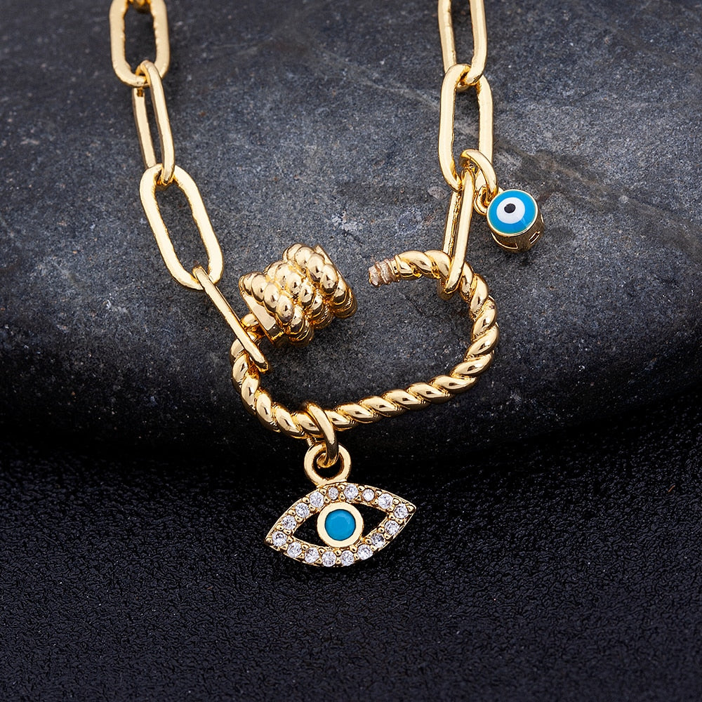 Zircon Evil Eye Pendant Bracelet