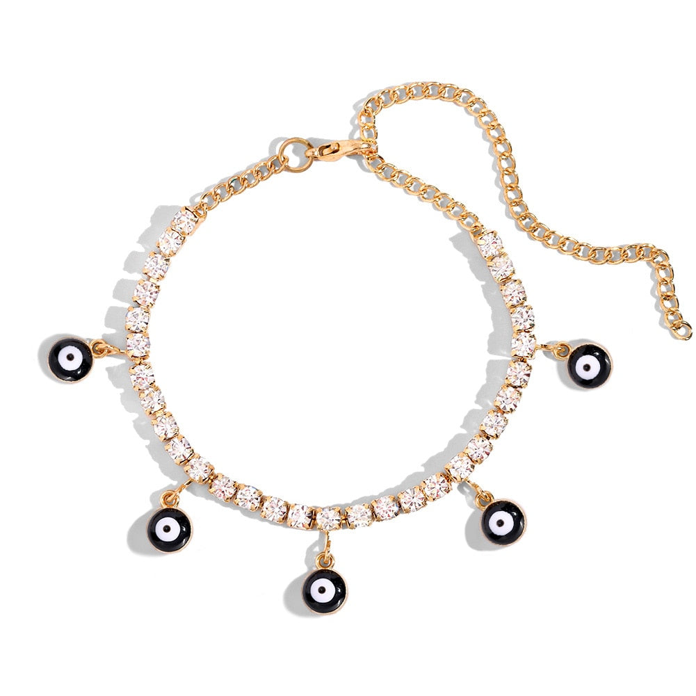 Blue Evil Eye Pendant Tennis Chain Anklet