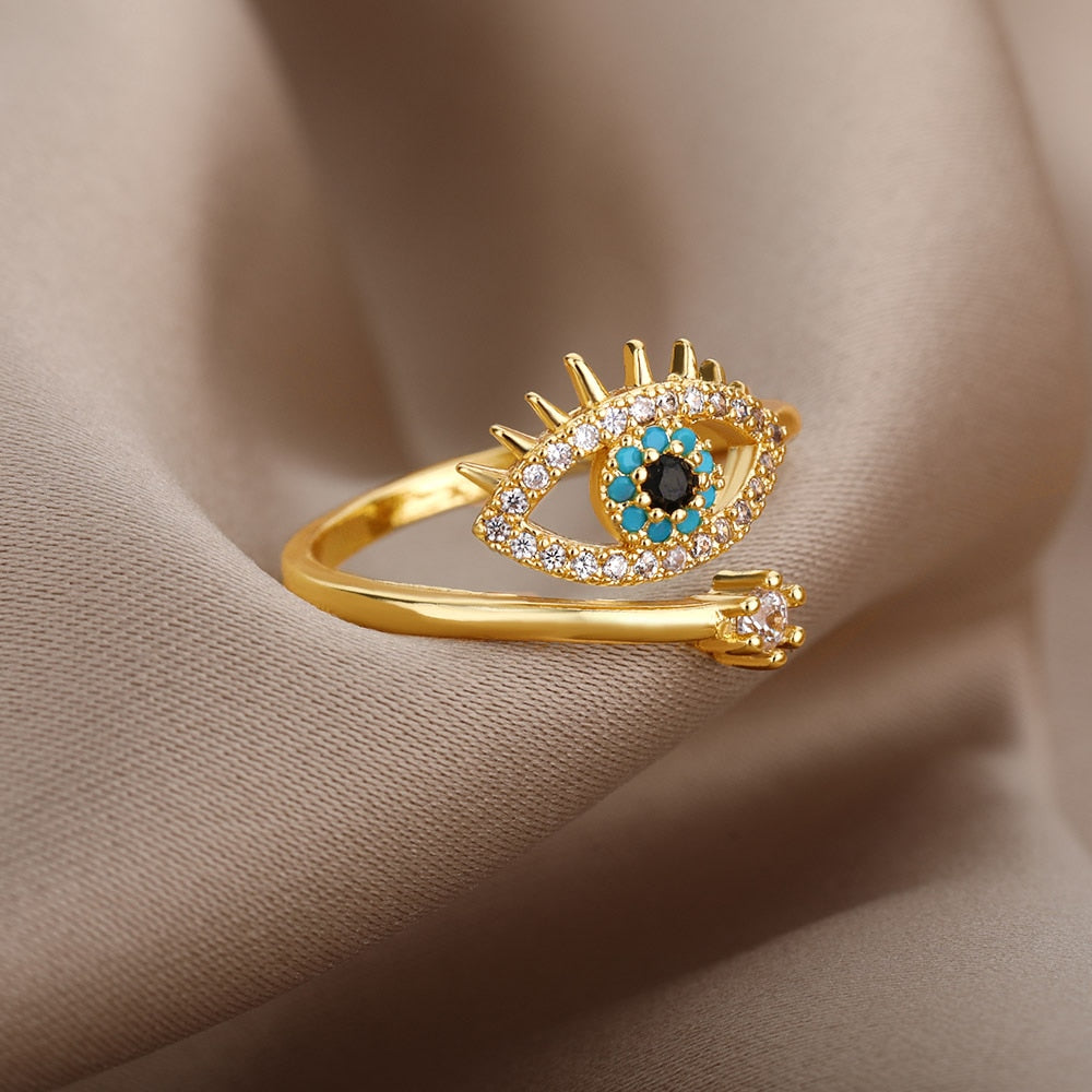 Stylish Evil Eye Adjustable Ring
