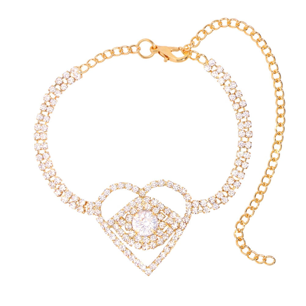 Evil Eye Shiny Crystal Tennis Anklet