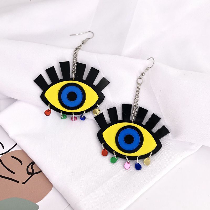 Evil Eye Drop Earrings with colorful Beads