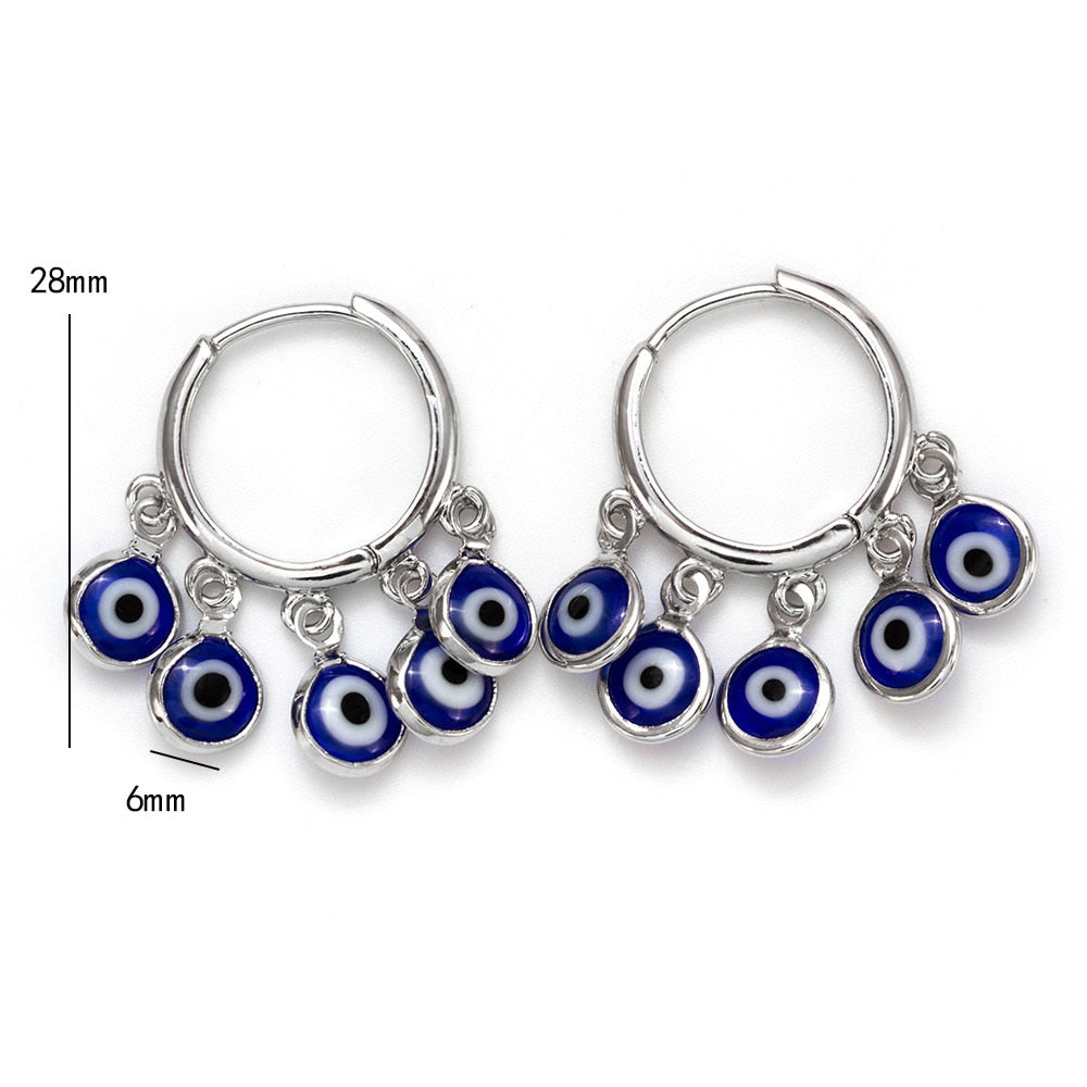 Evil Eye Blue Charms Drop Earrings